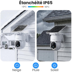 GALAYOU 2K Camera Surveillance WiFi Exterieure sans Fil - Camera Exterieur sans Fil Solaire, 2.4GHz, 360° PTZ Suivi, PIR + Alarm