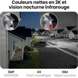 GALAYOU 2K Camera Surveillance WiFi Exterieure sans Fil - Camera Exterieur sans Fil Solaire, 2.4GHz, 360° PTZ Suivi, PIR + Alarm