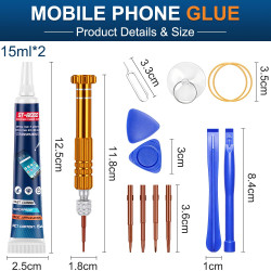 Colle Ecran Smartphone - Colle Telephone Forte avec Outils de Réparation, Super Glue pour Ecran de Téléphone Maquette Textile Cu