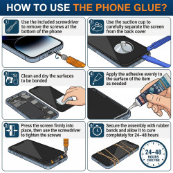 Colle Ecran Smartphone - Colle Telephone Forte avec Outils de Réparation, Super Glue pour Ecran de Téléphone Maquette Textile Cu