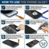 Colle Ecran Smartphone - Colle Telephone Forte avec Outils de Réparation, Super Glue pour Ecran de Téléphone Maquette Textile Cu