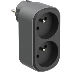 Electraline 531196 Adaptateur Fiche Multiprise Biplite Prima 2 Prises françaises 16A, Adaptateur Murale, Blanc