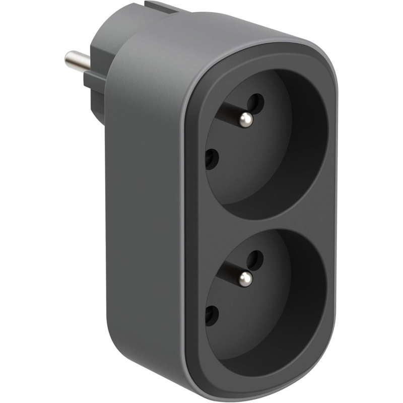 Electraline 531196 Adaptateur Fiche Multiprise Biplite Prima 2 Prises françaises 16A, Adaptateur Murale, Blanc