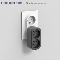 Electraline 531196 Adaptateur Fiche Multiprise Biplite Prima 2 Prises françaises 16A, Adaptateur Murale, Blanc