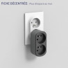 Electraline 531196 Adaptateur Fiche Multiprise Biplite Prima 2 Prises françaises 16A, Adaptateur Murale, Blanc