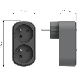 Electraline 531196 Adaptateur Fiche Multiprise Biplite Prima 2 Prises françaises 16A, Adaptateur Murale, Blanc