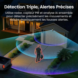 aosu 4K Caméra Surveillance WiFi Extérieure sans Fil,8MP Camera Exterieur Solaire,Vision Nocturne TrueColor,Triple Détection (PI