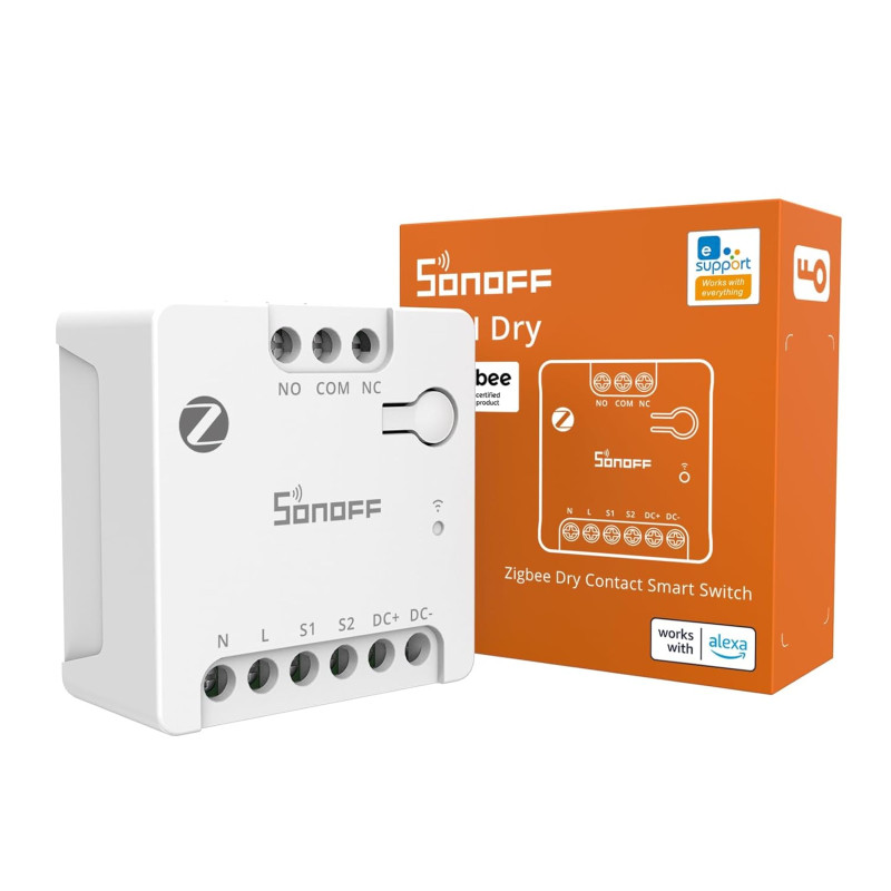 SONOFF Mini ZBD Zigbee 3.0 Relais de contact sec AC/DC compatible avec hubs Zigbee, fonctionne avec Alexa & Google Home, relais 