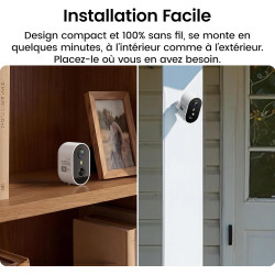 aosu 2K Caméra Surveillance WiFi Extérieure Intérieur sans Fil, 4 Cam Kit & 2.0 aosuBase, sans Abonnement, Extensible à 1 to, AI