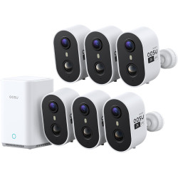 aosu 2K Caméra Surveillance WiFi Extérieure Intérieur sans Fil, 6 Caméras Kit & 2.0 aosuBase, sans Abonnement, Extensible à 1 to