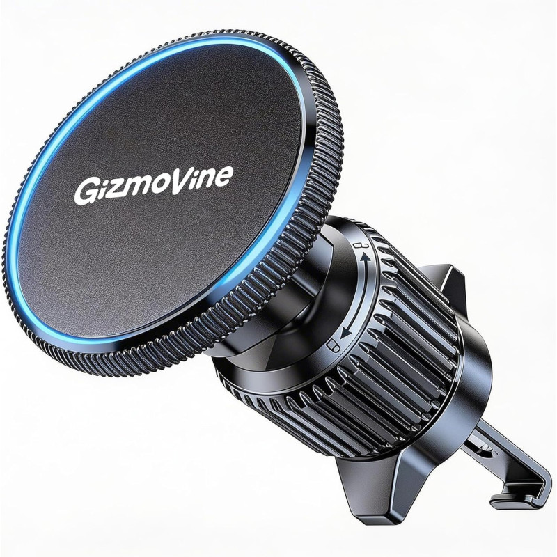 GizmoVine Support Téléphone Voiture Magnétique MagSafe 2026 - Crochet Métallique Réglable, 20 Aimants N52, Force 3KG, pour Grill