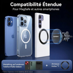 GizmoVine Support Téléphone Voiture Magnétique MagSafe 2026 - Crochet Métallique Réglable, 20 Aimants N52, Force 3KG, pour Grill