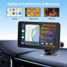 Carplay voiture, portable autoradio carplay & android auto sans fil, stéréo de voiture 7 pouces écran tactile avec gps navigatio