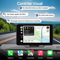 Carplay voiture, portable autoradio carplay & android auto sans fil, stéréo de voiture 7 pouces écran tactile avec gps navigatio