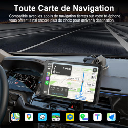 Carplay voiture, portable autoradio carplay & android auto sans fil, stéréo de voiture 7 pouces écran tactile avec gps navigatio