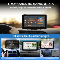 Carplay voiture, portable autoradio carplay & android auto sans fil, stéréo de voiture 7 pouces écran tactile avec gps navigatio