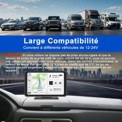 Carplay voiture, portable autoradio carplay & android auto sans fil, stéréo de voiture 7 pouces écran tactile avec gps navigatio