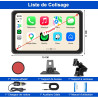 Carplay voiture, portable autoradio carplay & android auto sans fil, stéréo de voiture 7 pouces écran tactile avec gps navigatio