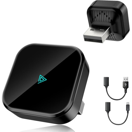 D1 Adaptateur CarPlay sans fil pour iOS, Conversion de CarPlay filaire en CarPlay sans fil, Plug & Play avec USB/Type-C, mini et
