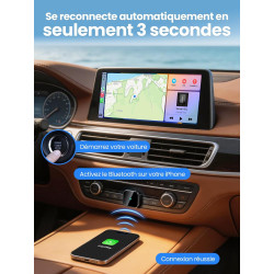 D1 Adaptateur CarPlay sans fil pour iOS, Conversion de CarPlay filaire en CarPlay sans fil, Plug & Play avec USB/Type-C, mini et