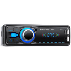 Autoradio bleutooth, wistrue poste radio voiture bleutooth avec main libre, fm 1 din autoradio avec port de charge usb (2.1a), l