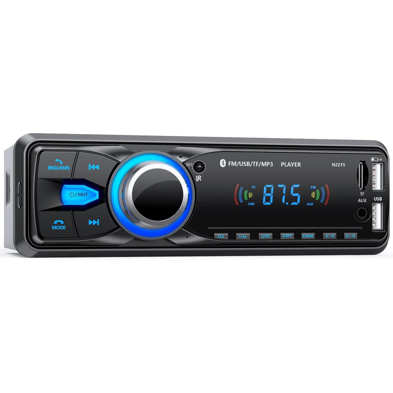 Autoradio bleutooth, wistrue poste radio voiture bleutooth avec main libre, fm 1 din autoradio avec port de charge usb (2.1a), l