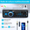 Autoradio bleutooth, wistrue poste radio voiture bleutooth avec main libre, fm 1 din autoradio avec port de charge usb (2.1a), l
