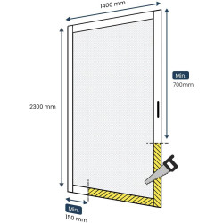 Avosdim Store moustiquaire Porte Alu Luxe - H230 x L140cm recoupable - Noir 9005 texturé - Protection contre les insectes ajusta