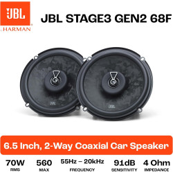 JBL Stage3 Gen2 68F Haut-Parleurs Voiture Coaxiaux 2 Voies 16,5cm (6,5 Pouces) 560W Pack de 2 - Hi-FI Audio Automobile Basses Pl