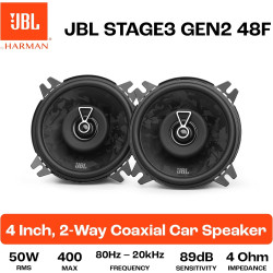 JBL Stage3 Gen2 48F Haut-Parleurs Voiture Coaxiaux 2 Voies 10cm (4 Pouces) 400W Pack de 2 - Hi-FI Audio Automobile Basses Plus O