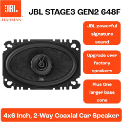 JBL Stage3 Gen2 648F Haut-Parleurs Voiture Coaxiaux 2 Voies 4x6 Pouces (10x15cm) 480W Pack de 2 - Hi-FI Audio Automobile Basses 