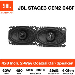 JBL Stage3 Gen2 648F Haut-Parleurs Voiture Coaxiaux 2 Voies 4x6 Pouces (10x15cm) 480W Pack de 2 - Hi-FI Audio Automobile Basses 