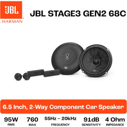 JBL Stage3 Gen2 68C Système de Haut-Parleurs Éclatés 2 Voies 16,5cm (6,5") 760W Pack de 2 - Kit Composants Audio Voiture Tweeter