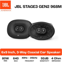 JBL Stage3 Gen2 968M Haut-Parleurs Voiture Coaxiaux 3 Voies 6x9 Pouces (15x23cm) 640W Pack de 2 - Hi-FI Audio Automobile Basses 