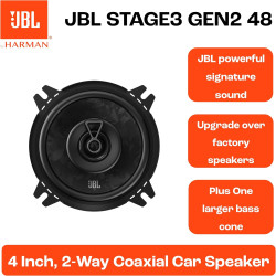 JBL Stage3 Gen2 48 Haut-Parleurs Voiture Coaxiaux 2 Voies 10cm (4 Pouces) 400W Pack de 2 - Hi-FI Audio Automobile Basses Plus On