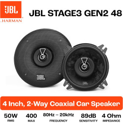 JBL Stage3 Gen2 48 Haut-Parleurs Voiture Coaxiaux 2 Voies 10cm (4 Pouces) 400W Pack de 2 - Hi-FI Audio Automobile Basses Plus On