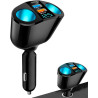 Double Prise Allume Cigare 12V, 120W Multiprise Allume Cigare QC3.0/PD/2.4A,Chargeur Voiture Allume Cigare USB avec Voltmètre LE