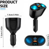 Double Prise Allume Cigare 12V, 120W Multiprise Allume Cigare QC3.0/PD/2.4A,Chargeur Voiture Allume Cigare USB avec Voltmètre LE