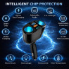 Double Prise Allume Cigare 12V, 120W Multiprise Allume Cigare QC3.0/PD/2.4A,Chargeur Voiture Allume Cigare USB avec Voltmètre LE