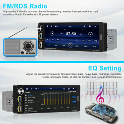 Autoradio 1 din bleutooth autoradio car play voiture avec sans fil car play & android auto,6.9 pouces hd écran tactile,radio fm/