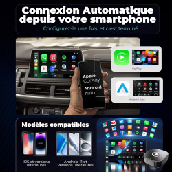 Adaptateur Carplay sans Fil & Android Auto sans Fil 2 en 1 Mini (Version 2026) – Plug & Play, reconnexion Rapide, 3 Accessoires 