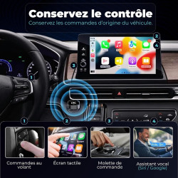 Adaptateur Carplay sans Fil & Android Auto sans Fil 2 en 1 Mini (Version 2026) – Plug & Play, reconnexion Rapide, 3 Accessoires 