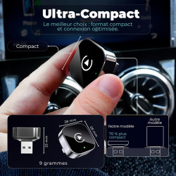 Adaptateur Carplay sans Fil & Android Auto sans Fil 2 en 1 Mini (Version 2026) – Plug & Play, reconnexion Rapide, 3 Accessoires 