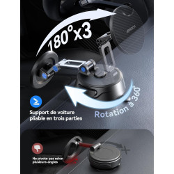 JOYROOM Support Téléphone Voiture Magnetique Pliable en trois parties,Support Magsafe Voiture avec 360°Bras Métallique, Aimant T