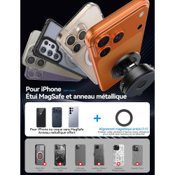JOYROOM Support Téléphone Voiture Magnetique Pliable en trois parties,Support Magsafe Voiture avec 360°Bras Métallique, Aimant T