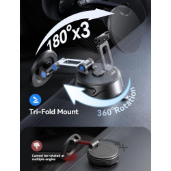 JOYROOM Support de téléphone de voiture, [3 volets] MagSafe Support de voiture pour voiture, [Ventouse Pro + Base en gel] Rotati