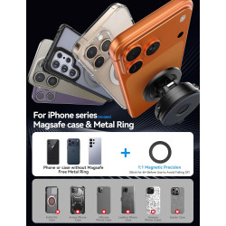 JOYROOM Support de téléphone de voiture, [3 volets] MagSafe Support de voiture pour voiture, [Ventouse Pro + Base en gel] Rotati