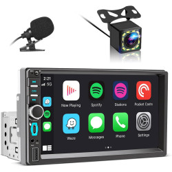 Autoradio 1 din bleutooth autoradio car play voiture avec sans fil carplay & android auto, 7 pouces hd écran tactile, fm, mic, u
