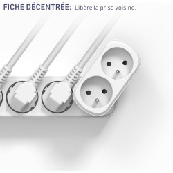 Electraline 531196 Adaptateur Fiche Multiprise Biplite Prima 2 Prises françaises 16A, Adaptateur Murale, Blanc