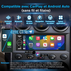 Junsun autoradio 1 din avec écran tactile 6,36", compatible carplay & android auto, bleutooth, gps, fm, charge type-c, 2 usb, mi